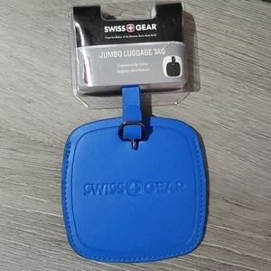 Name tag Swiss gear jumbo luggage tag blue leather